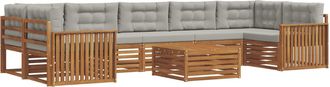 vidaXL Conjunto De Sof&aacute;s De Exterior 8 Uds. Gris Natural Y Claro Vidaxl