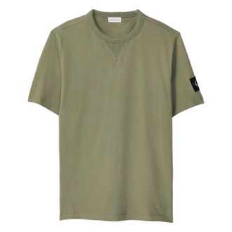 Calvin Klein Heren Badge Ronde Hals Regular T-shirt (Diep Lichen Groen)