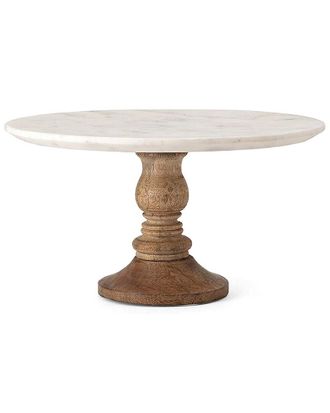 A&B Home Lissa Marble & Wood Cake Stand