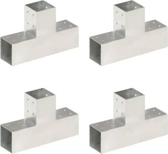 vidaXL Vidaxl - Conectores De Postes En T 4 Uds Metal Galvanizado 81x81 Mm