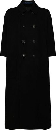 Yohji Yamamoto Mosser double breasted coat - women - Nylon/Polyester/Wool/Acrylic/Cupro - 2 - Black