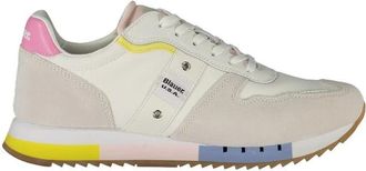Blauer Witte Leren Dames Sneaker - Dames - Sneakers - Veelkleurig - 38 EU - Schoenen