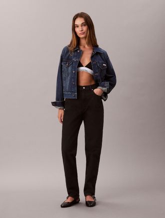 Calvin Klein Jeans Mom-Jeans CALVIN KLEIN JEANS NEW MOM JEAN, Damen, Gr. 25, L&auml;nge 30, schwarz (soft schwarz), Denim/Jeans, Obermaterial: 99% Baumwolle, 1% Elasthan, ger