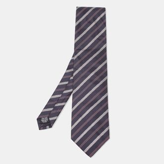 HUGO BOSS Boss By Hugo Boss Navy Blue Diagonal Striped Silk Tie