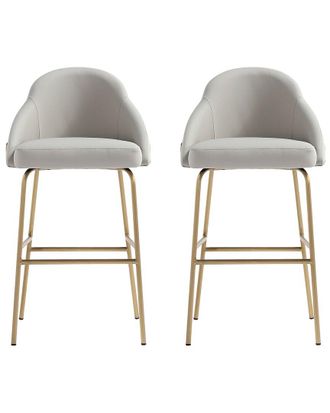 Manhattan Comfort Set Of 2 Gracie Modern Leatherette Barstools With Steel Legs