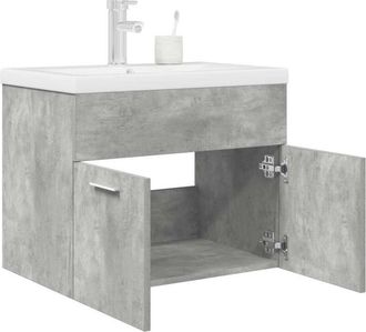 vidaXL Mueble De Ba&ntilde;o Con Lavabo Incorporado Y Grifo Gris Hormig&oacute;n Vidaxl