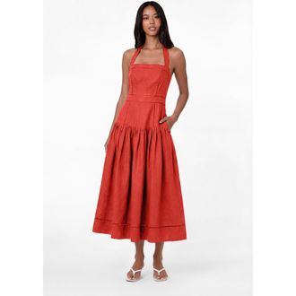 Nicholas Vivianne Linen Dress in Tomato at Nordstrom, Size 12