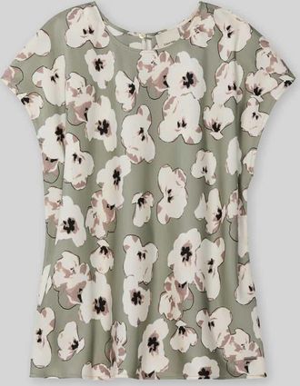 Calvin Klein Blusentop mit Allover-Muster in Khaki Melange, Gr&ouml;&szlig;e XL