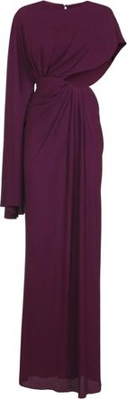 Giambattista Valli Midi Asymmetrische Jurk met Gedrapeerd Effect - Dames - Avondkleed - Paars - S - Kleedjes