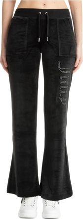 Juicy Couture Jewel Layla Low Rise Pant - Dames - Wijde Broeken - Zwart - L - Polyester - Broeken