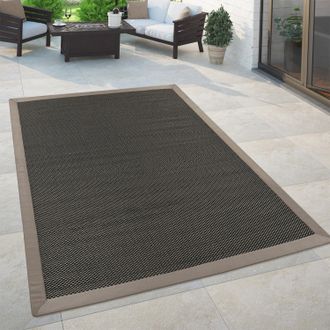 Paco Home Paco Home Alfombra De Tejido Plano Interior Y Exterior Moda Aspecto Natural Monocolor Antracita 80x150 Cm