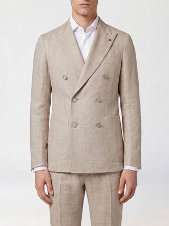 Tagliatore Blazer doppiopetto in misto lino e cotone con rever a lancia