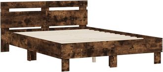 vidaXL Vidaxl - Cama Con Cabecero Madera De Ingenier&iacute;a Roble Ahumado 120x200 Cm
