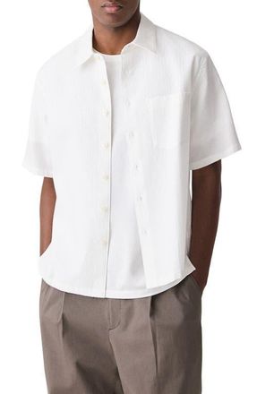Theory Weekend Short Sleeve Thermal Button-Up Shirt in White - 100 at Nordstrom, Size Xx-Large