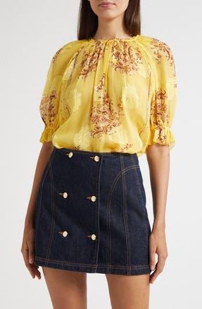 Ulla Johnson Pippa Floral Silk Blend Top in Soleil at Nordstrom Rack, Size 8