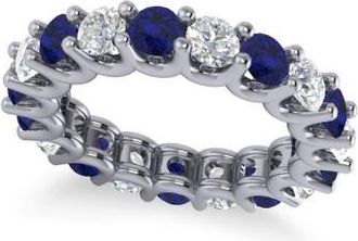 Allurez Diamond & Blue Sapphire Eternity Wedding Band 14k White Gold (3.53ct)