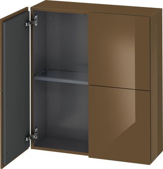 Duravit Armario Semi Alto Duravit L-cube, Anchura 700mm, Profundidad 243mm, 2 Puertas, Color: Marr&oacute;n Oliva Laca Alto Brillo - Lc116706161