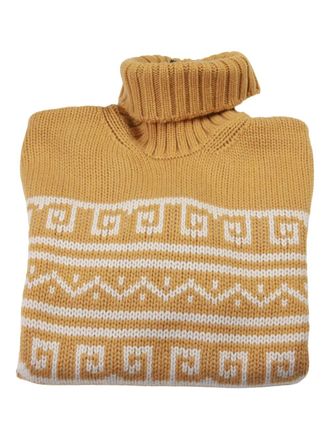 Manrico Cashmere geometric-patterned turtleneck sweater - men - Cashmere - M - Yellow