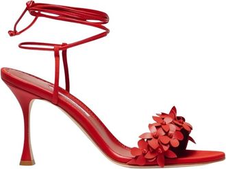 Manolo Blahnik Anista 90 Sandalen - Dames - Sandalen met hakken - Rood - 38 EU - Leer - Schoenen