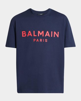 Tシャツ・カットソー BALMAIN FW23 TURTLENECK SHIRT (BH1KH015_KE936AE) Balmain Logo-Embroidered Cotton T-Shirt | Saks Fifth Avenue