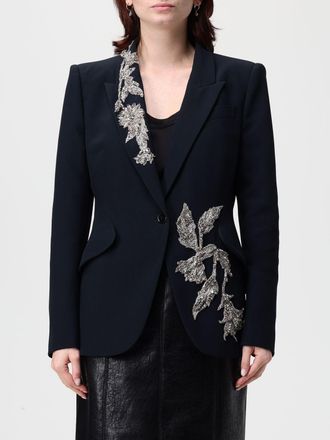 Alexander McQueen Blazer monopetto McQueen in misto viscosa con ricamo