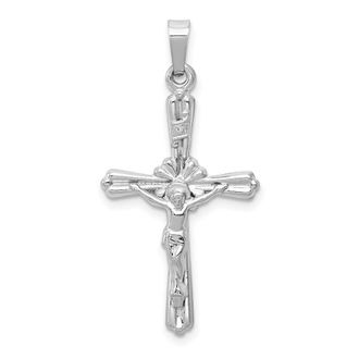 Diamond2Deal 14k White Gold Polished INRI Crucifix Pendant