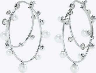 Tory Burch Womens Crystal Double Hoop Earring, One Size