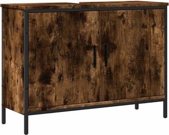 vidaXL Vidaxl - Armario Lavabo Ba&ntilde;o Madera Ingenier&iacute;a Roble Ahumado 80x30x60 Cm