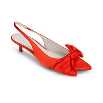 Yosi Samra Womens Elise Satin Slingback Sandals In Red