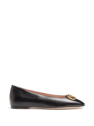 Valentino Garavani Black Logo Ballet Flats