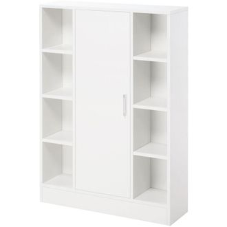 Kleankin Armario De Suelo Para Ba&ntilde;o De Madera Con 8 Compartimentos Abiertos Y 1 Puerta Con Estantes Ajustables Mueble Auxiliar Para Cocina Sal&oacute;n 71x22x100 Cm