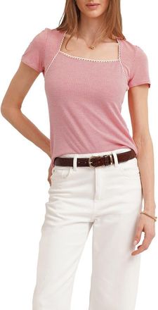 Cyrus Eyelet Trim Square Neck T-Shirt in Red at Nordstrom Rack, Size X-Large