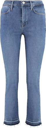 Frame Denim High Straight Jeans met Contraststiksels - Dames - Cropped Jeans - Blauw - W27 - Katoen - Jeans