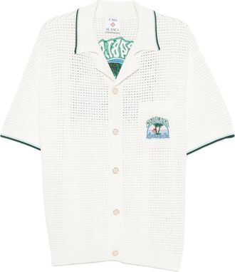 Casablanca Palm Tree-embroidered Open-knit Shirt
