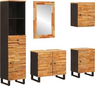 vidaXL Juegos De Ba&ntilde;o 5 Uds. Natural 38 X 33 X 160 Cm Vidaxl