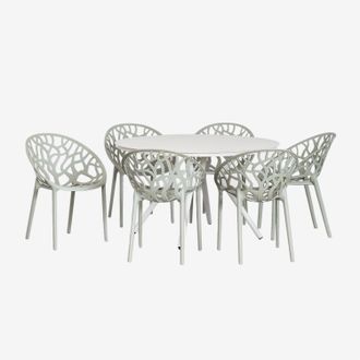Sklum Sklum - Set De Mesa Redonda En Aluminio (&oslash;125 Cm) Valerie Y 6 Sillas De Jard&iacute;n Ores