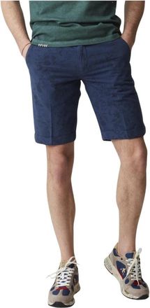 40weft Bermuda Chino met Bloemenprint - Heren - Korte Broeken - Blauw - L - Korte Broeken
