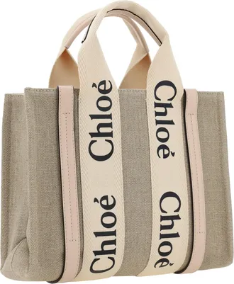 Chlo&eacute; Womens Woody Handbag Cement Pink Canvas Handbags Hand Bags