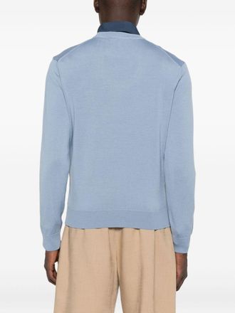 Maison Kitsun&eacute; Fox Head Wool Crewneck Sweater - Blue