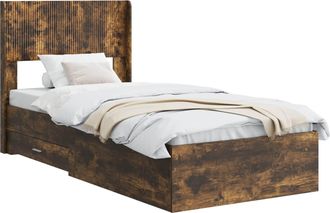 vidaXL Estructura De Cama Con Almacenamiento Y Cabecero Roble Ahumado Vidaxl