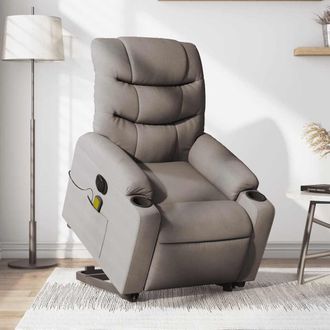 vidaXL Sill&oacute;n De Masaje El&eacute;ctrico Reclinable Elevable Tela Taup&eacute; Vidaxl