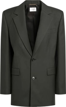 Saint Laurent single-breasted flap-pocket blazer - Green