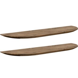 Deco Wood Pack 2 estanter&iacute;as redondeadas de madera flotantes marr&oacute;n 180x3,2cm