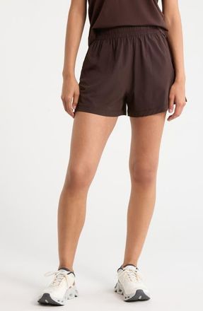 Zella Atlas High Waist Daily Shorts in Brown Mole at Nordstrom, Size X-Small
