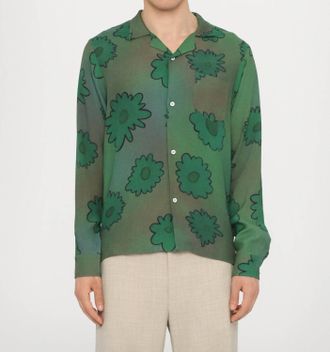 Bather Long Sleeve Camp Shirt In Forest Bloomscape