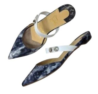 Christian Louboutin Denim Choc Lock Pointed Mules Size 36