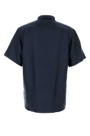 Prada Mens Blue Satin Shirt Blu Exterior: Silk Camicie