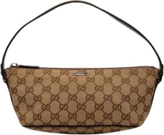 Gucci Pre-owned Canvas Mini Shoulder Bag - Dames - Vintage Mini Tas - Beige - ONE Size - Leer - Vintage