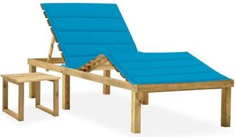vidaXL Tumbona De Jard&iacute;n Con Mesa Y Coj&iacute;n De Madera De Pino Impregnada Vidaxl