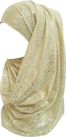 Lina & Lily Sparkle Gold Glitter Foil Hijab Head Scarf for Women (Beige)